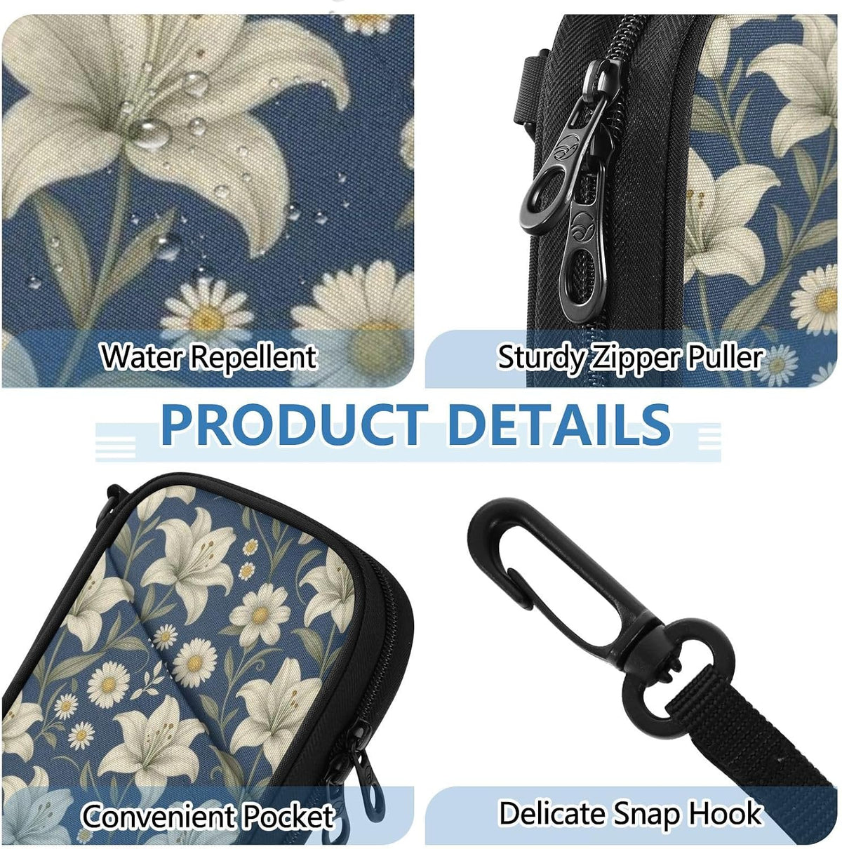 Travel Doc Organizer 8.26×5.51×1.18 In | Polyester Oxford Sturdy Shape Multi-Way Carry for Men Women Travel Indigo Lily