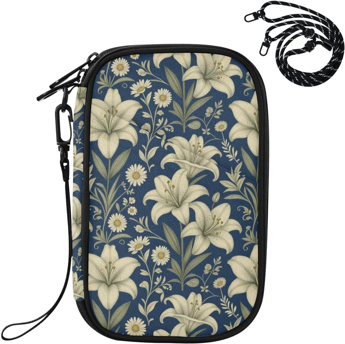 Travel Doc Organizer 8.26×5.51×1.18 In | Polyester Oxford Sturdy Shape Multi-Way Carry for Men Women Travel Indigo Lily