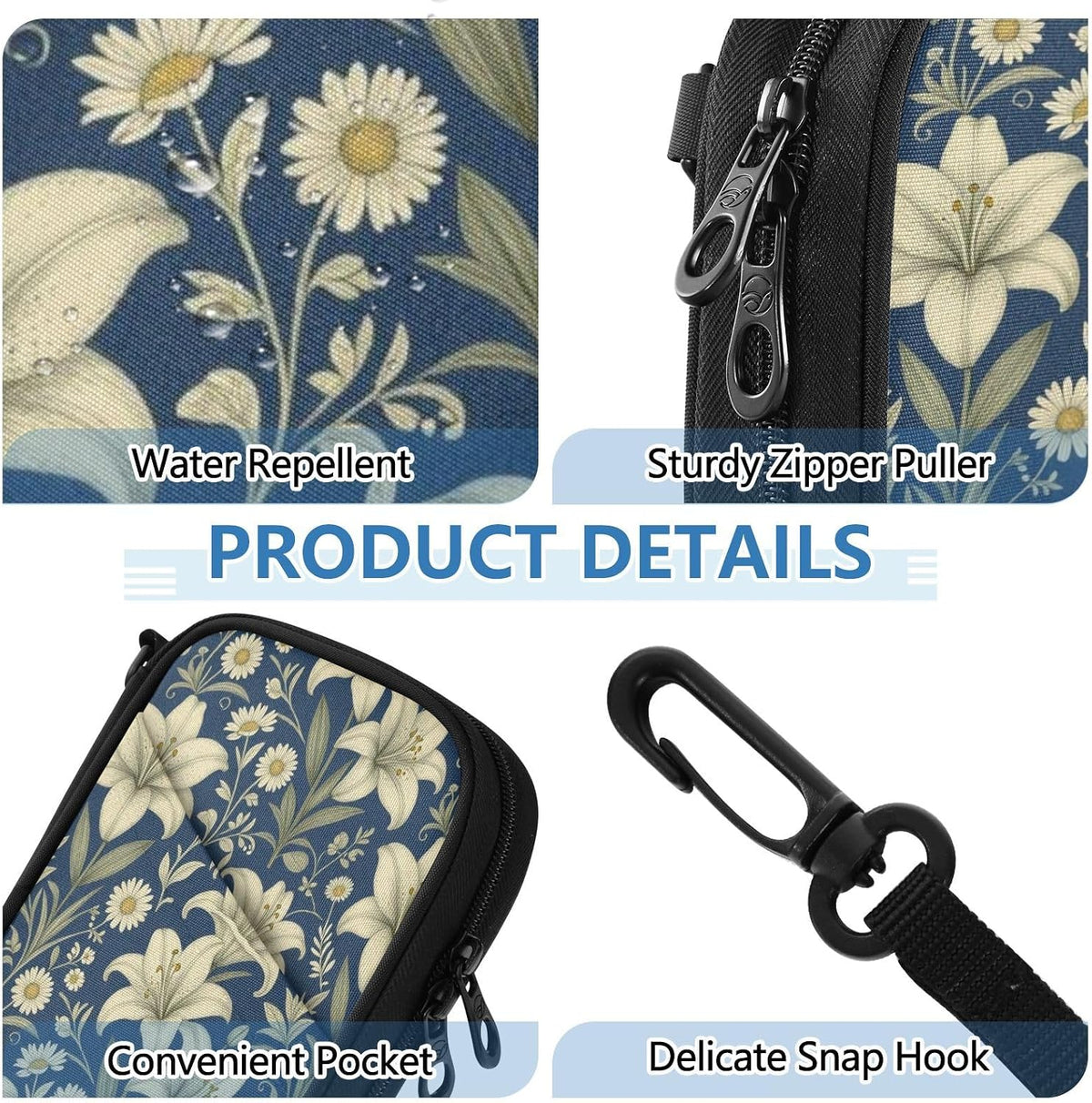 Travel Doc Organizer 8.26×5.51×1.18 In | Polyester Oxford Sturdy Shape Multi-Way Carry for Men Women Travel Indigo Lily