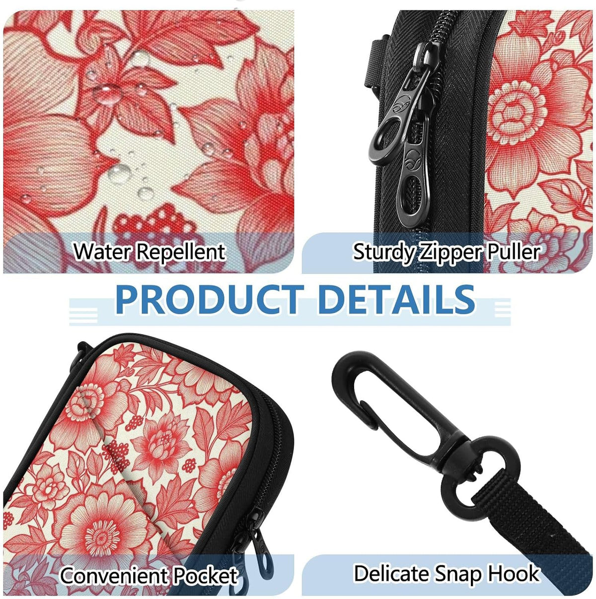Travel Doc Organizer 8.26×5.51×1.18 In | Polyester Oxford Sturdy Shape Multi-Way Carry for Men Women Travel Indigo Lily