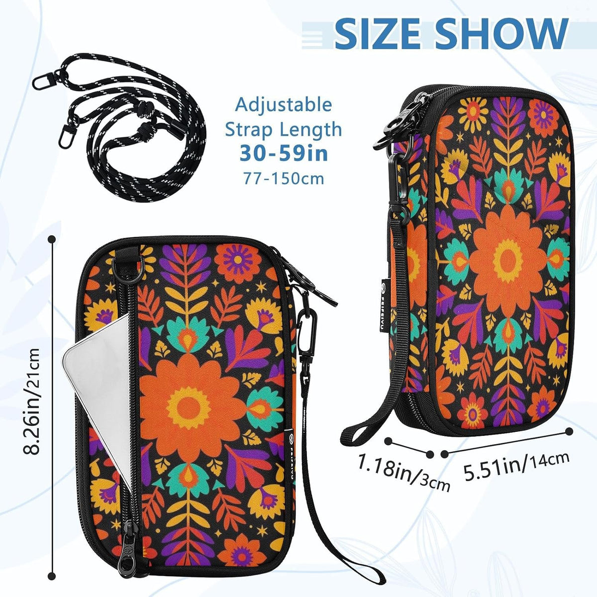 Travel Doc Organizer 8.26×5.51×1.18 In | Polyester Oxford Sturdy Shape Multi-Way Carry for Men Women Travel Indigo Lily