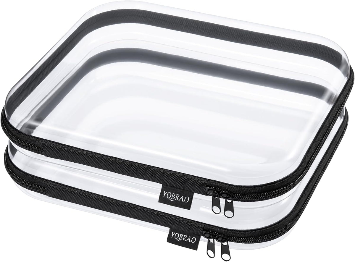 Clear Hard Shell Organizer Cases, 3-Pack, White | Rigid 1.2 mm clear PET organizers with multi-size design for travel, home storage, and everyday essentials.