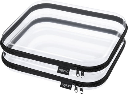 Clear Hard Shell Organizer Cases, 3-Pack, White | Rigid 1.2 mm clear PET organizers with multi-size design for travel, home storage, and everyday essentials.