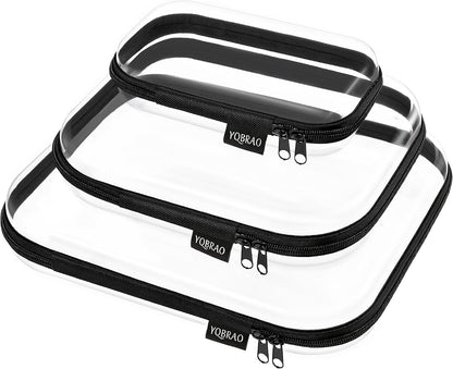 Clear Hard Shell Organizer Cases, 3-Pack, White | Rigid 1.2 mm clear PET organizers with multi-size design for travel, home storage, and everyday essentials.