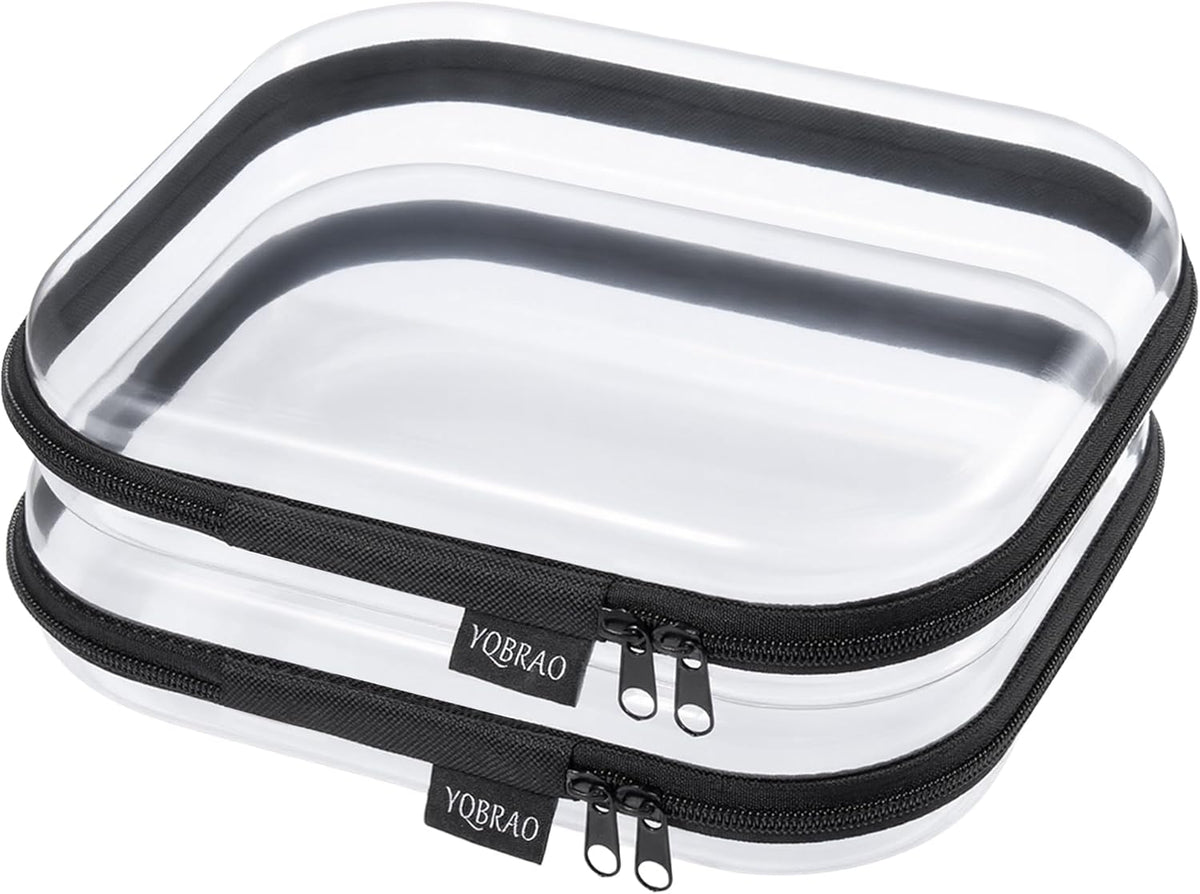 Clear Hard Shell Organizer Cases, 3-Pack, White | Rigid 1.2 mm clear PET organizers with multi-size design for travel, home storage, and everyday essentials.