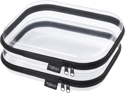 Clear Hard Shell Organizer Cases, 3-Pack, White | Rigid 1.2 mm clear PET organizers with multi-size design for travel, home storage, and everyday essentials.