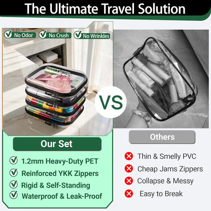 Clear Hard Shell Organizer Cases, 3-Pack, White | Rigid 1.2 mm clear PET organizers with multi-size design for travel, home storage, and everyday essentials.