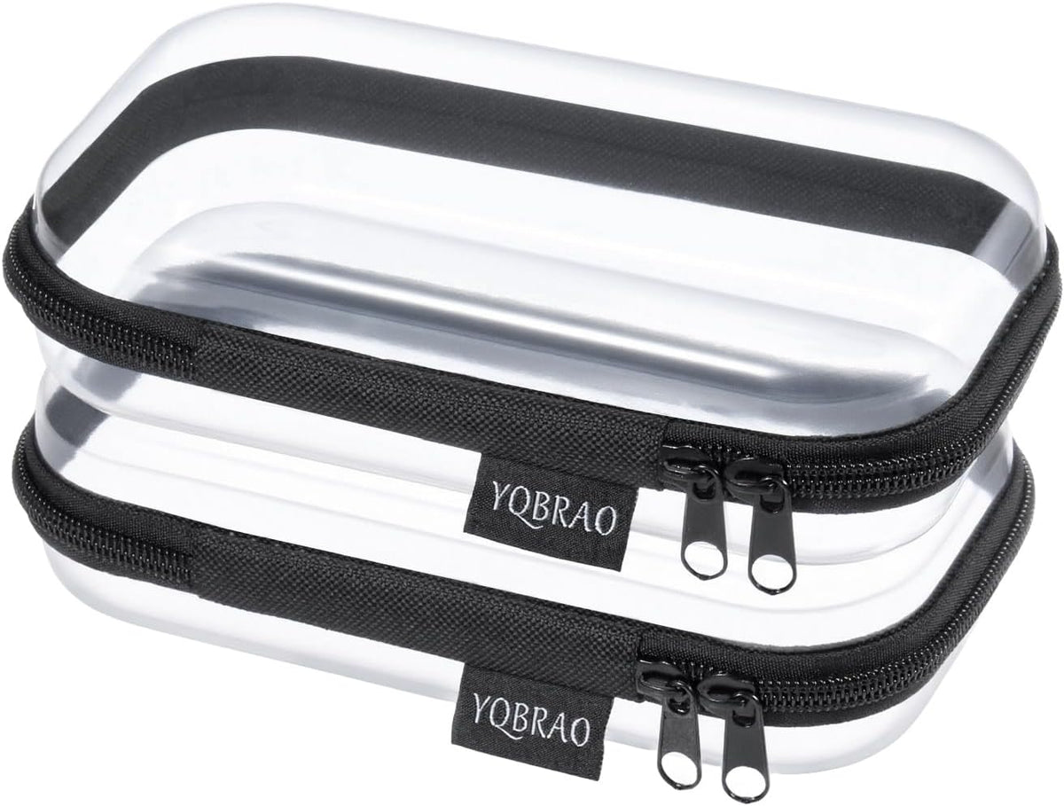 Clear Hard Shell Organizer Cases, 3-Pack, White | Rigid 1.2 mm clear PET organizers with multi-size design for travel, home storage, and everyday essentials.