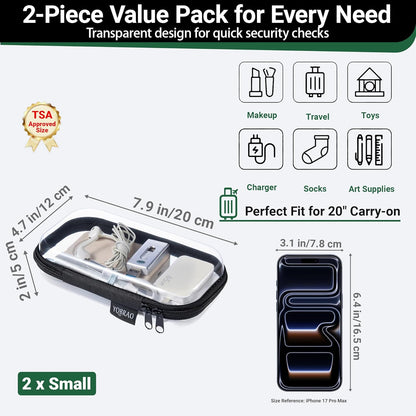 Clear Hard Shell Organizer Cases, 3-Pack, White | Rigid 1.2 mm clear PET organizers with multi-size design for travel, home storage, and everyday essentials.