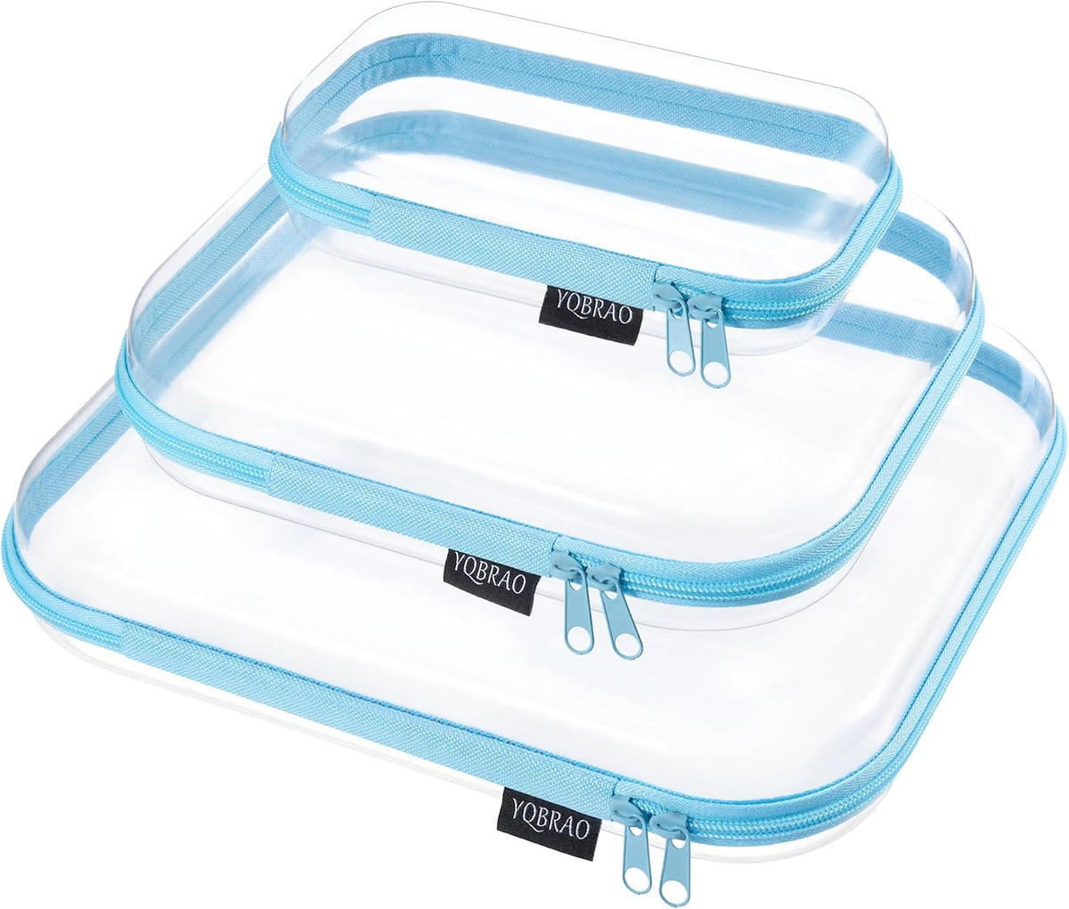 Clear Hard Shell Organizer Cases, 3-Pack, White | Rigid 1.2 mm clear PET organizers with multi-size design for travel, home storage, and everyday essentials.