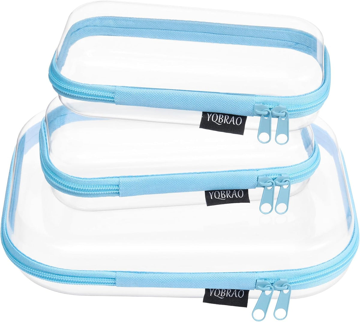 Clear Hard Shell Organizer Cases, 3-Pack, White | Rigid 1.2 mm clear PET organizers with multi-size design for travel, home storage, and everyday essentials.