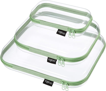 Clear Hard Shell Organizer Cases, 3-Pack, White | Rigid 1.2 mm clear PET organizers with multi-size design for travel, home storage, and everyday essentials.