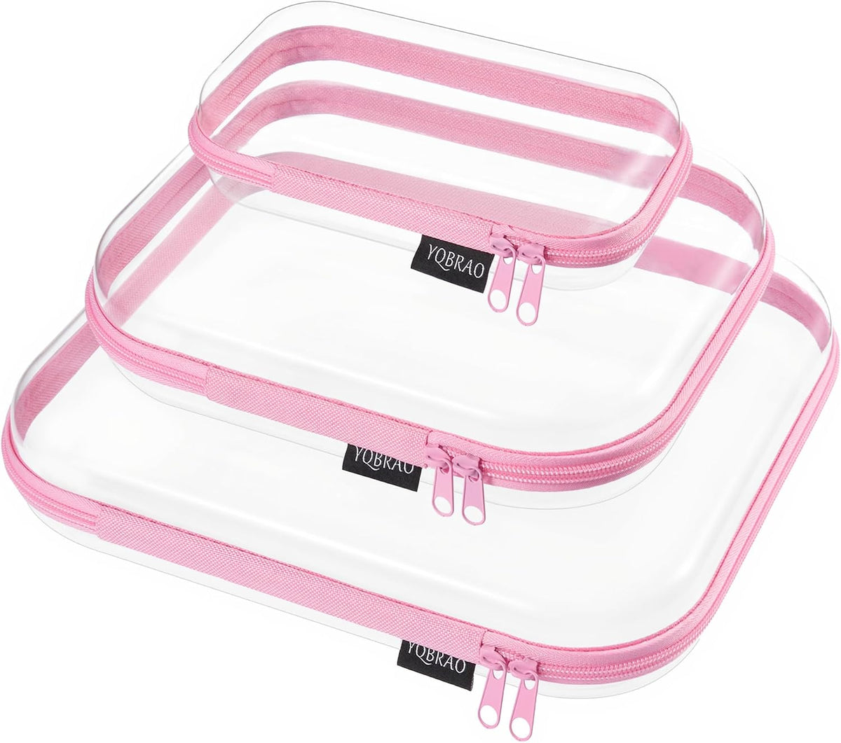 Clear Hard Shell Organizer Cases, 3-Pack, White | Rigid 1.2 mm clear PET organizers with multi-size design for travel, home storage, and everyday essentials.