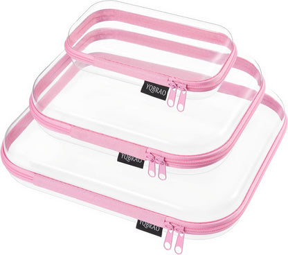 Clear Hard Shell Organizer Cases, 3-Pack, White | Rigid 1.2 mm clear PET organizers with multi-size design for travel, home storage, and everyday essentials.