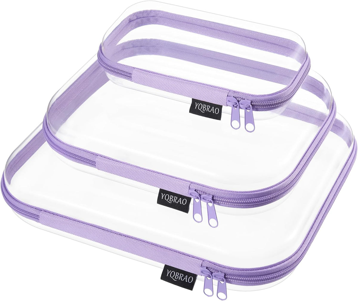 Clear Hard Shell Organizer Cases, 3-Pack, White | Rigid 1.2 mm clear PET organizers with multi-size design for travel, home storage, and everyday essentials.