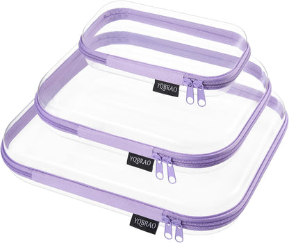 Clear Hard Shell Organizer Cases, 3-Pack, White | Rigid 1.2 mm clear PET organizers with multi-size design for travel, home storage, and everyday essentials.