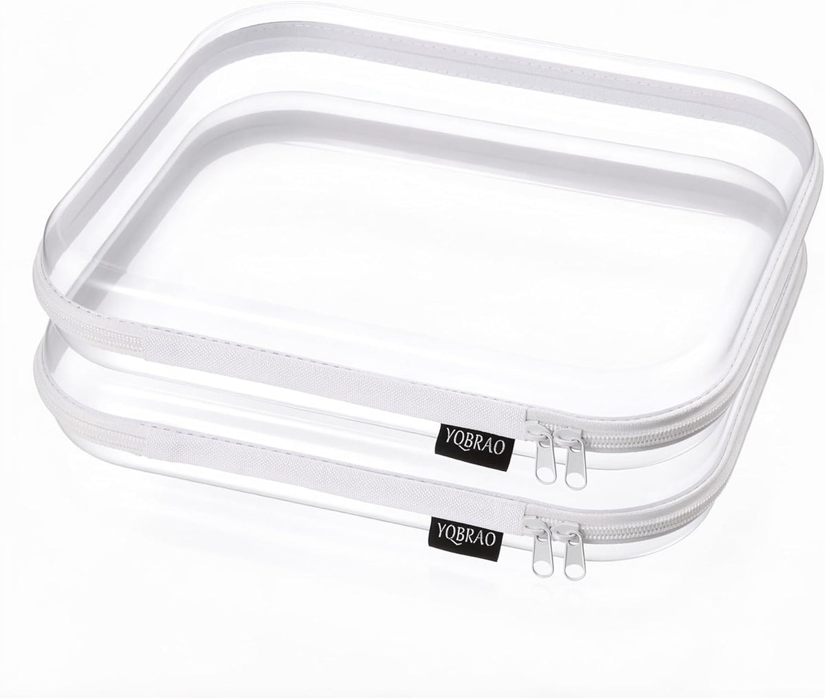 Clear Hard Shell Organizer Cases, 3-Pack, White | Rigid 1.2 mm clear PET organizers with multi-size design for travel, home storage, and everyday essentials.