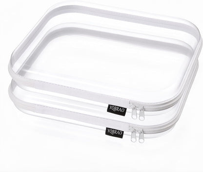 Clear Hard Shell Organizer Cases, 3-Pack, White | Rigid 1.2 mm clear PET organizers with multi-size design for travel, home storage, and everyday essentials.