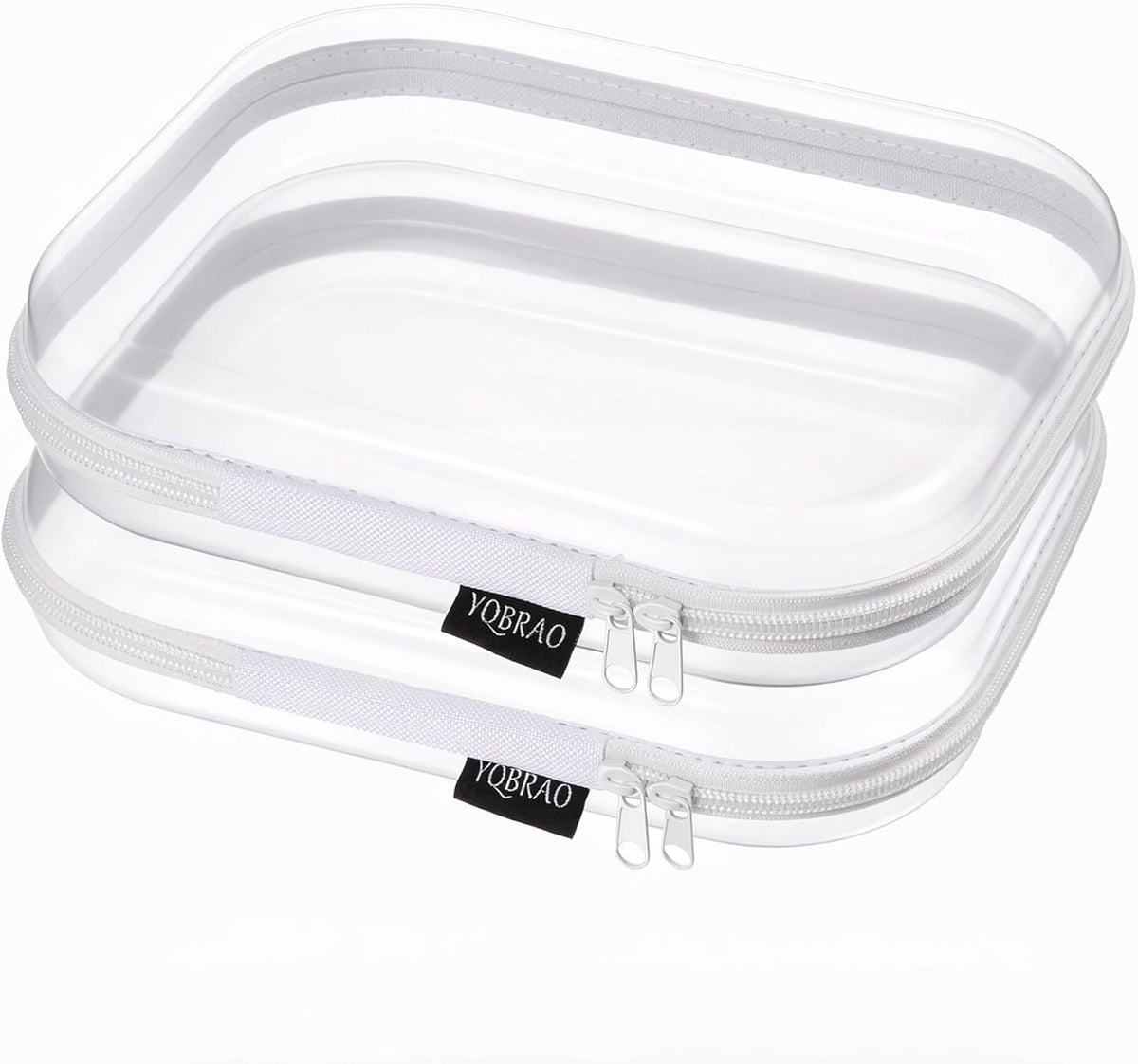 Clear Hard Shell Organizer Cases, 3-Pack, White | Rigid 1.2 mm clear PET organizers with multi-size design for travel, home storage, and everyday essentials.