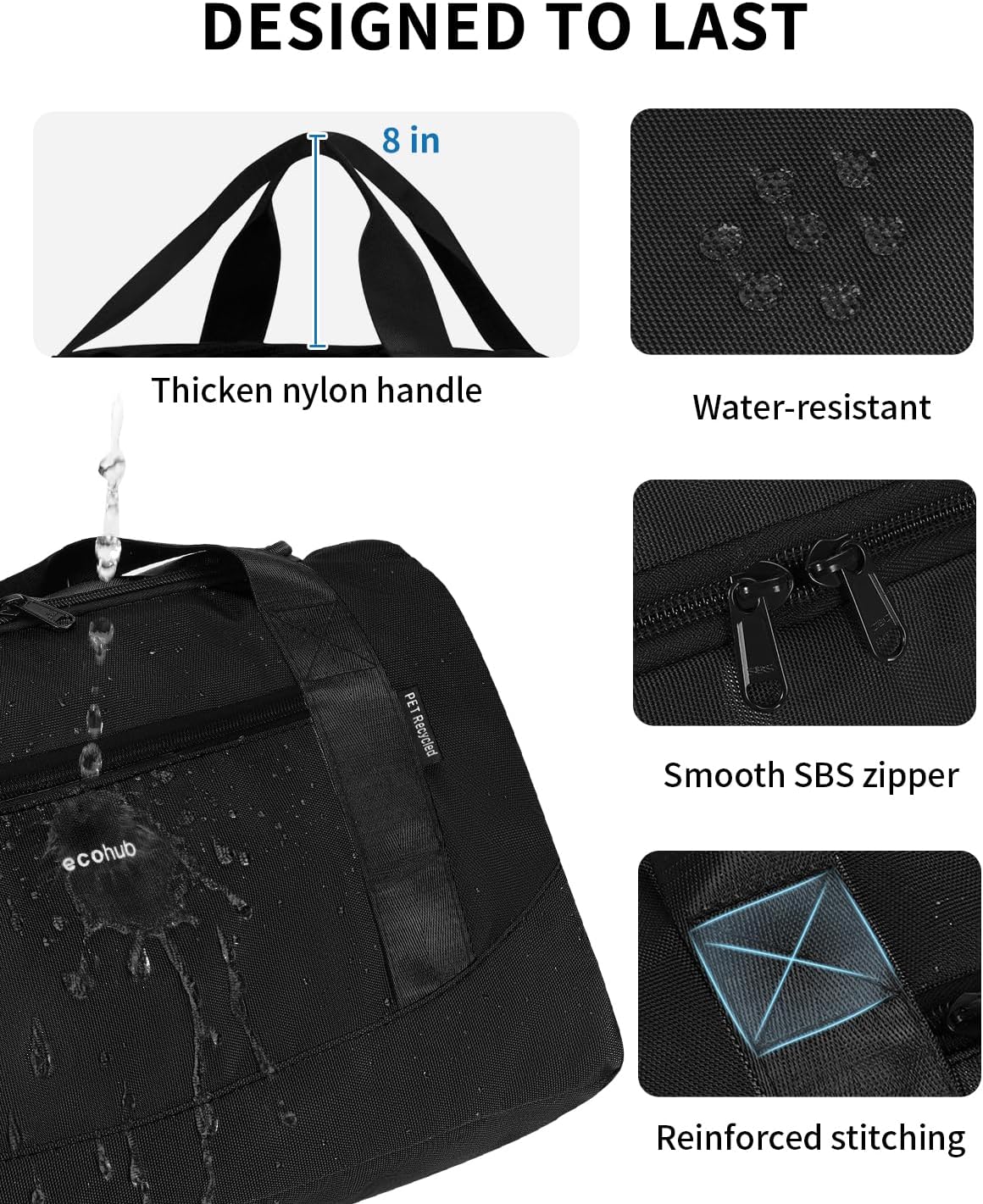 16'' Personal Item Bag Mini Duffel Bag Small Travel Bag Underseat Carry on Bag for United Airlines Gym Bag for Women and Men