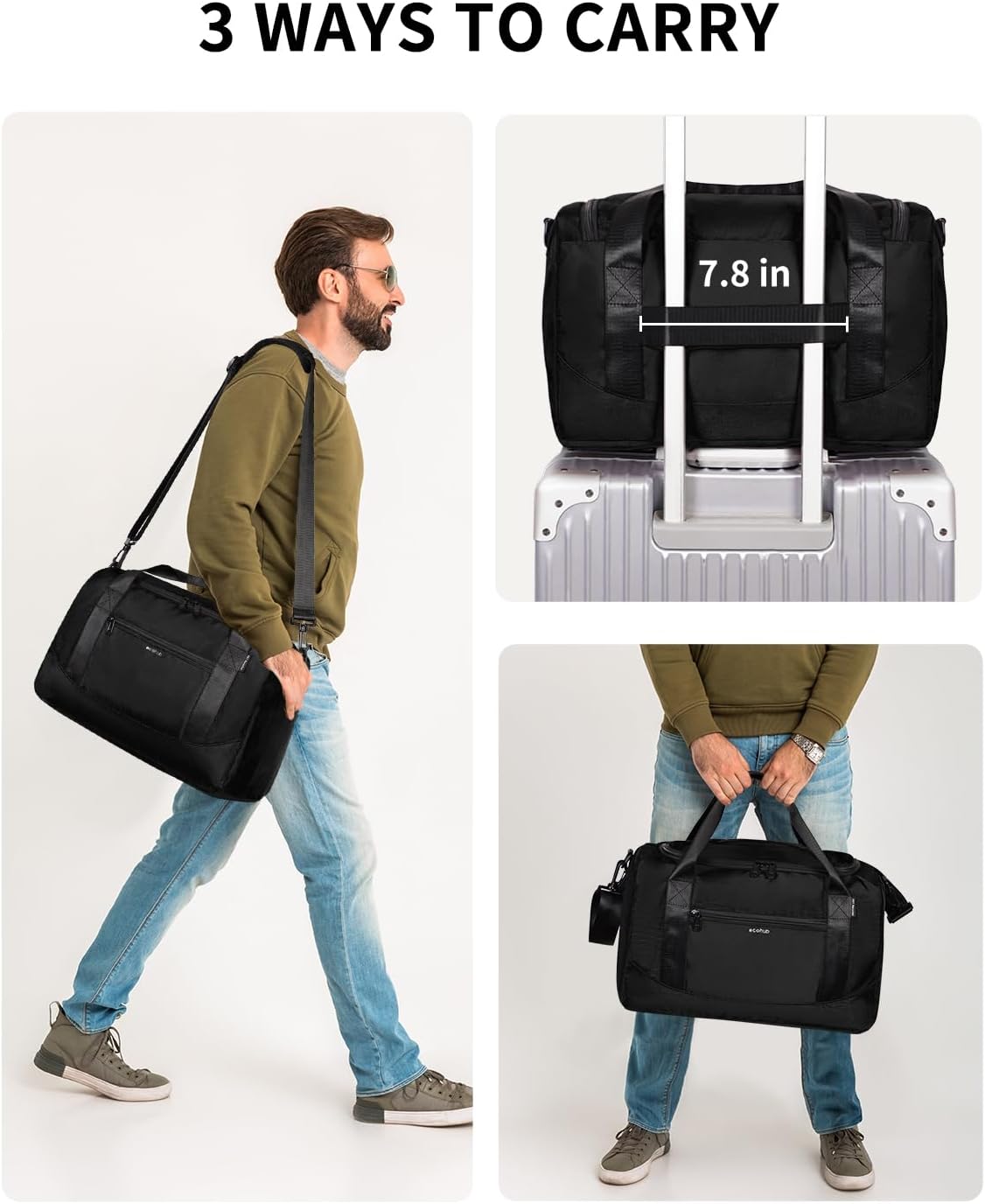 16'' Personal Item Bag Mini Duffel Bag Small Travel Bag Underseat Carry on Bag for United Airlines Gym Bag for Women and Men