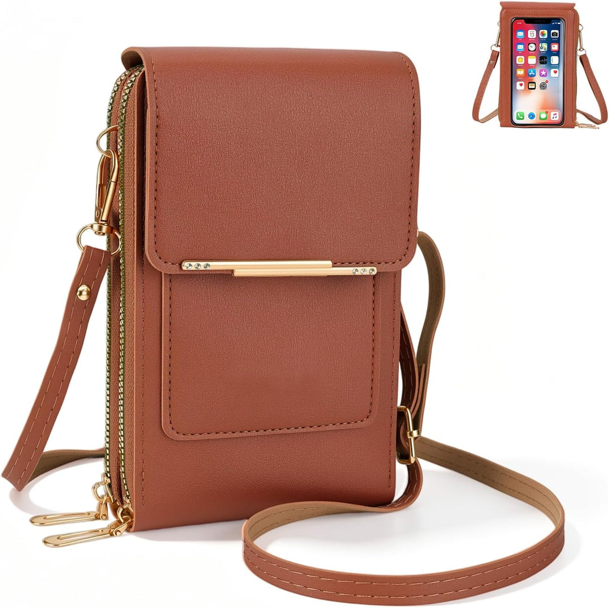 Touchscreen Phone Crossbody Bag,Touch Screen Crossbody Phone Purse,Touchscreen Crossbody Phone Wallet,Compact and Portable