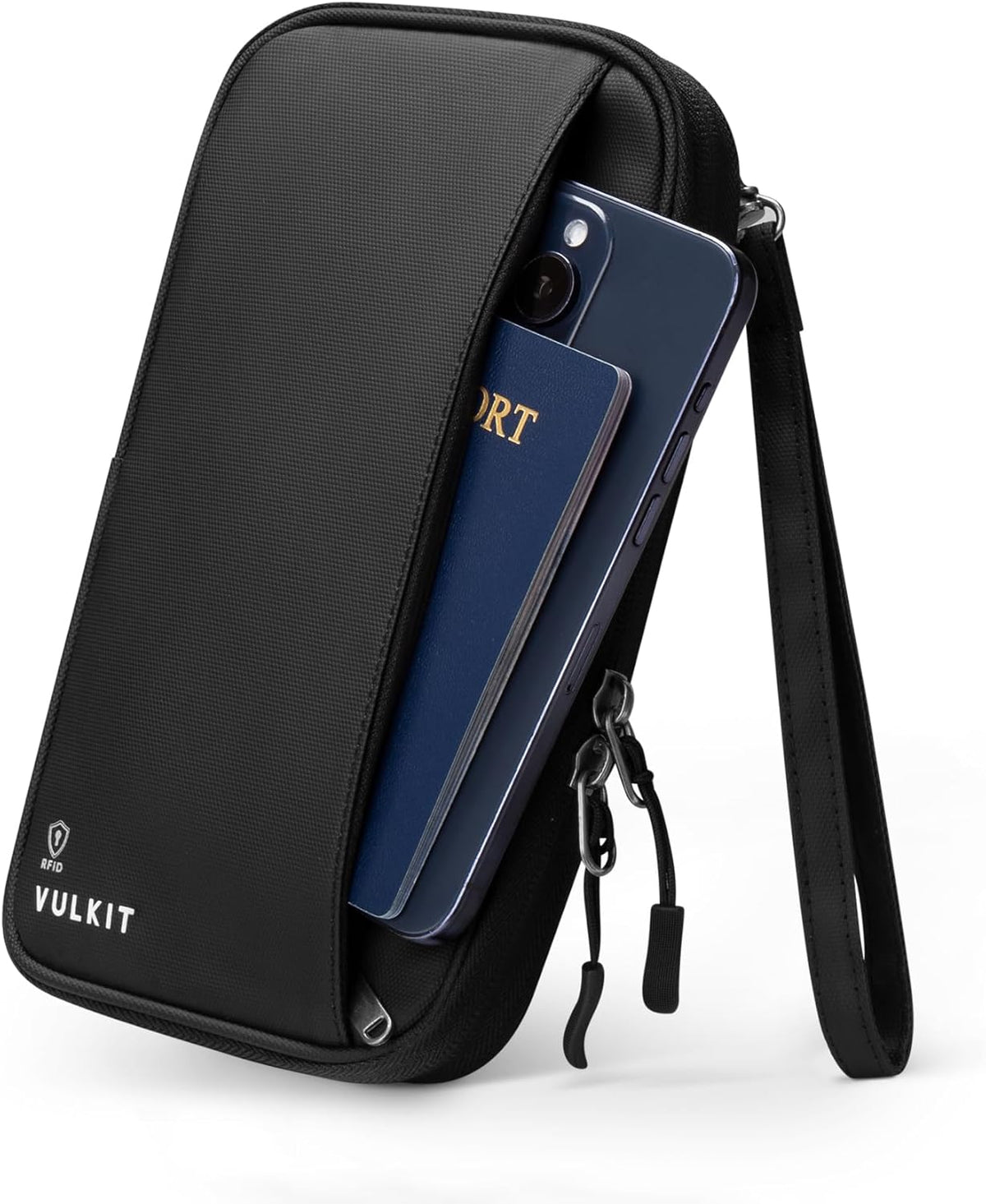 Passport Wallet Family Passport Holder, RFID Blocking Travel Document Organizer with Wrist Strap Travel Wallet