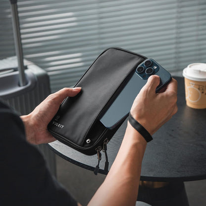 Passport Wallet Family Passport Holder, RFID Blocking Travel Document Organizer with Wrist Strap Travel Wallet