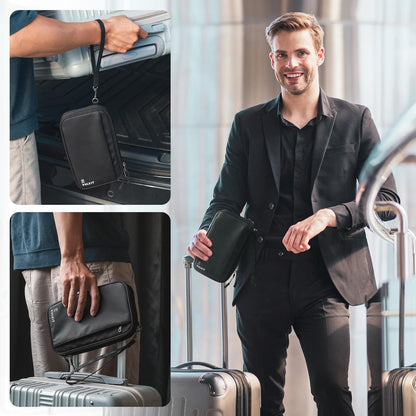 Passport Wallet Family Passport Holder, RFID Blocking Travel Document Organizer with Wrist Strap Travel Wallet