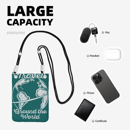 Travel Around the World 1 for Crossbody Phone Bag, Small & Lightweight Crossbody Purse for Women with Adjustable Strap, Water-Resistant Daily Commuter Bag for Phone, Wallet, Keys
