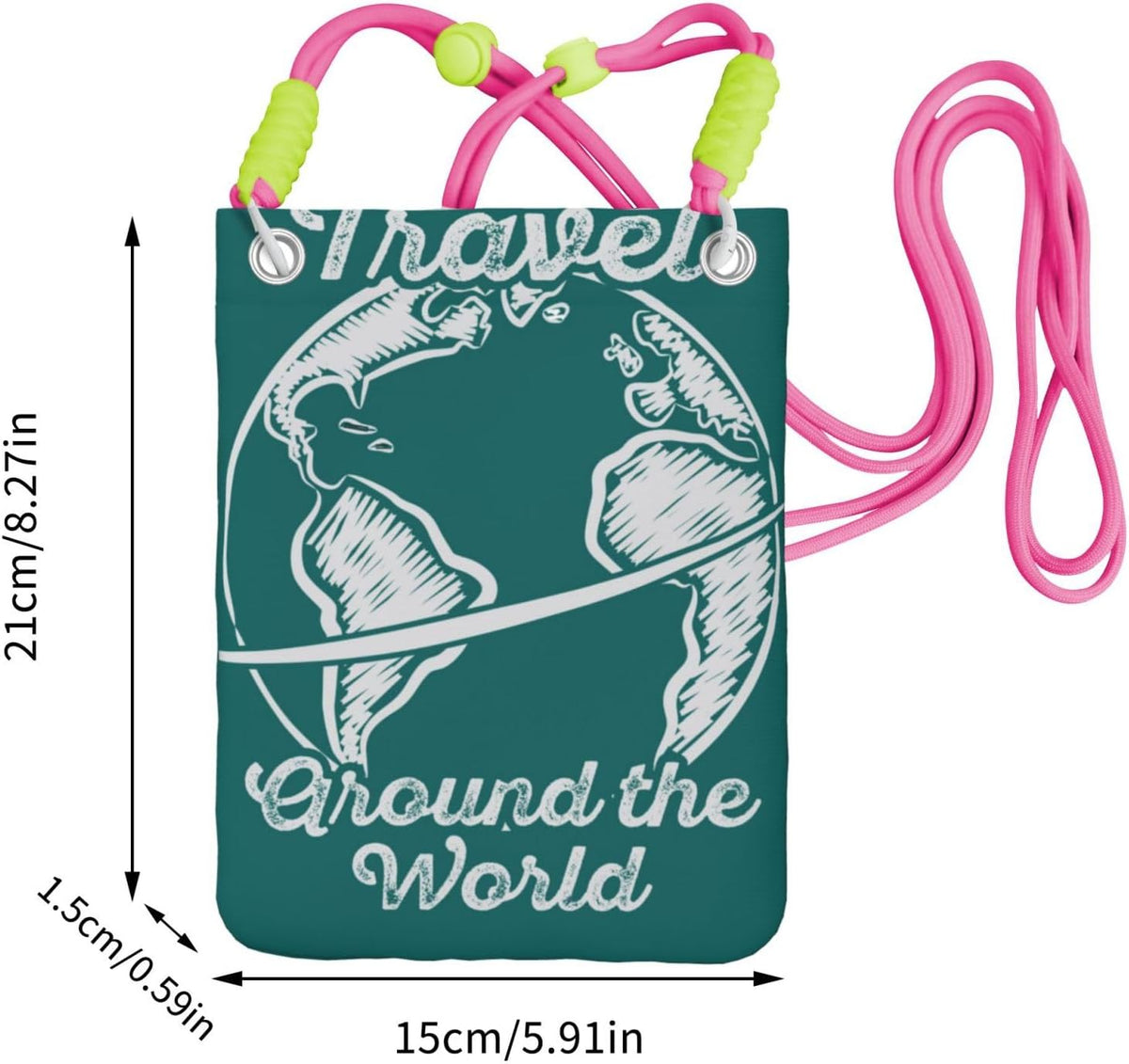 Travel Around the World 1 for Crossbody Phone Bag, Small & Lightweight Crossbody Purse for Women with Adjustable Strap, Water-Resistant Daily Commuter Bag for Phone, Wallet, Keys