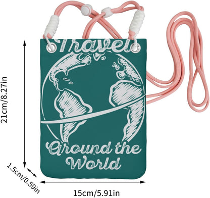 Travel Around the World 1 for Crossbody Phone Bag, Small & Lightweight Crossbody Purse for Women with Adjustable Strap, Water-Resistant Daily Commuter Bag for Phone, Wallet, Keys