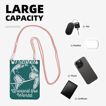 Travel Around the World 1 for Crossbody Phone Bag, Small & Lightweight Crossbody Purse for Women with Adjustable Strap, Water-Resistant Daily Commuter Bag for Phone, Wallet, Keys