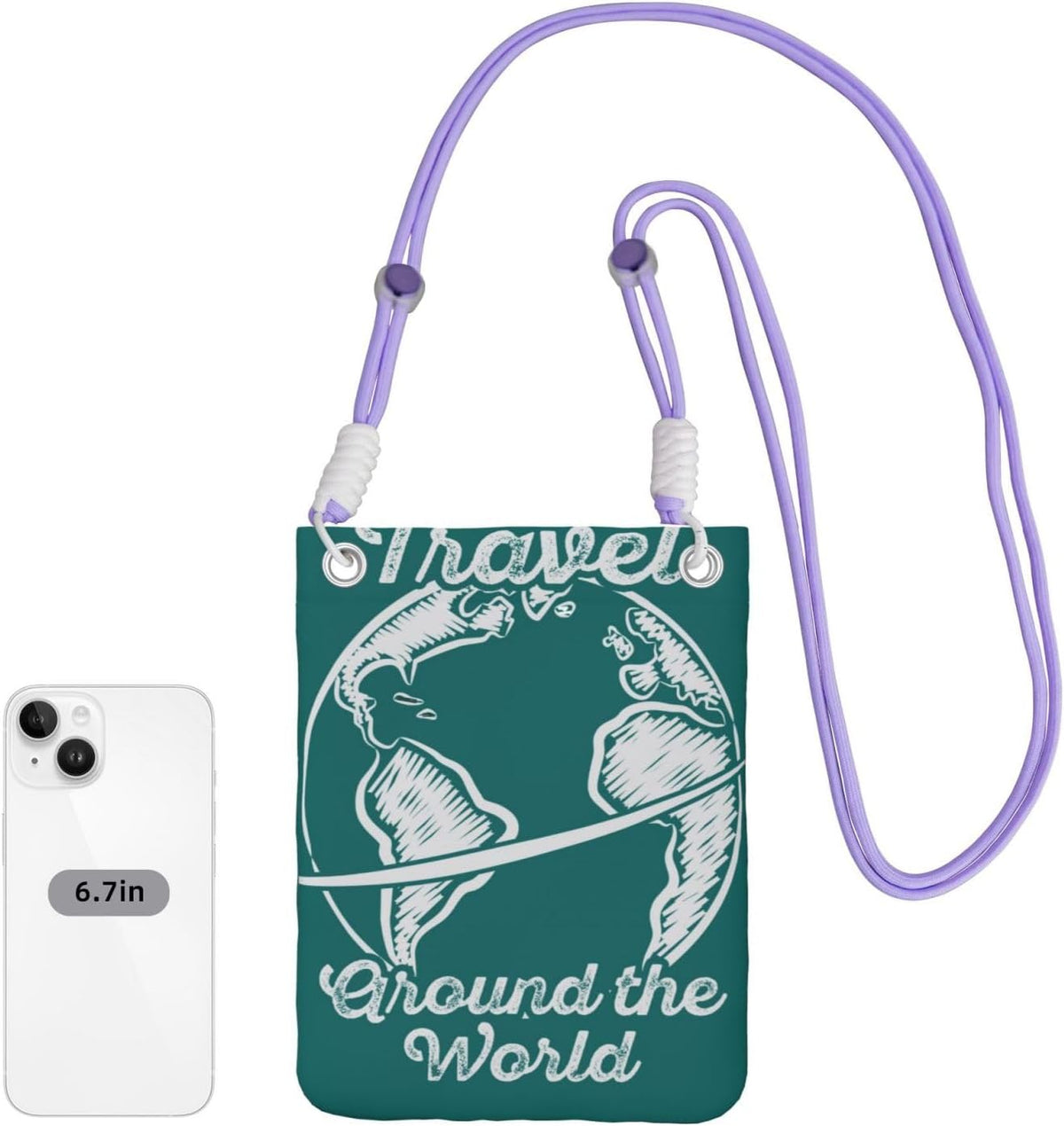 Travel Around the World 1 for Crossbody Phone Bag, Small & Lightweight Crossbody Purse for Women with Adjustable Strap, Water-Resistant Daily Commuter Bag for Phone, Wallet, Keys