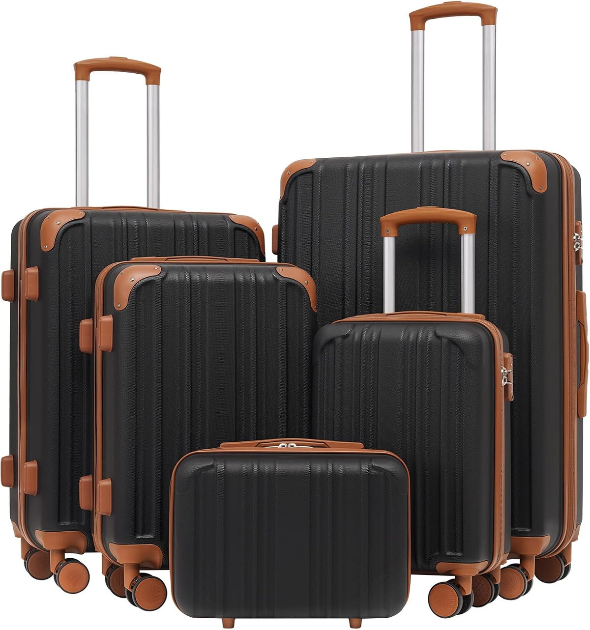 Carry On Luggage, Suitcase with Durable and Lightweight, carry on suitcase with ABS Hardshell, Dual Spinner Wheels, TSA Lock, and YKK Zipper(apricot black, S(20in)_carry on)