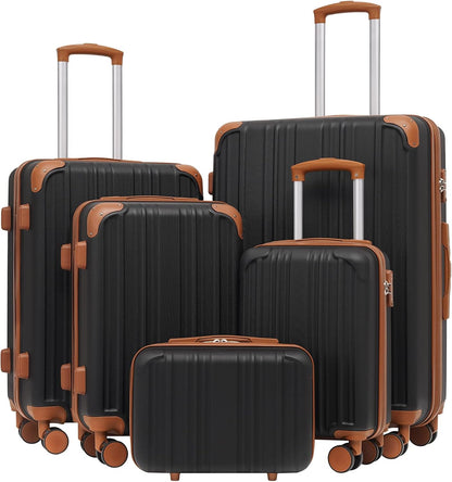 Carry On Luggage, Suitcase with Durable and Lightweight, carry on suitcase with ABS Hardshell, Dual Spinner Wheels, TSA Lock, and YKK Zipper(apricot black, S(20in)_carry on)