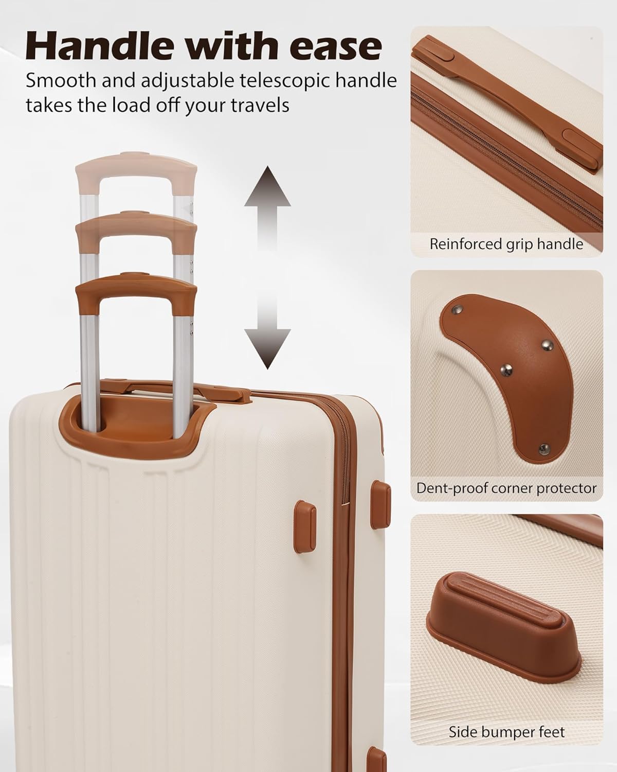 Carry On Luggage, Suitcase with Durable and Lightweight, carry on suitcase with ABS Hardshell, Dual Spinner Wheels, TSA Lock, and YKK Zipper(apricot black, S(20in)_carry on)