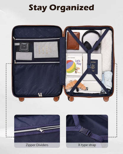 Carry On Luggage, Suitcase with Durable and Lightweight, carry on suitcase with ABS Hardshell, Dual Spinner Wheels, TSA Lock, and YKK Zipper(apricot black, S(20in)_carry on)
