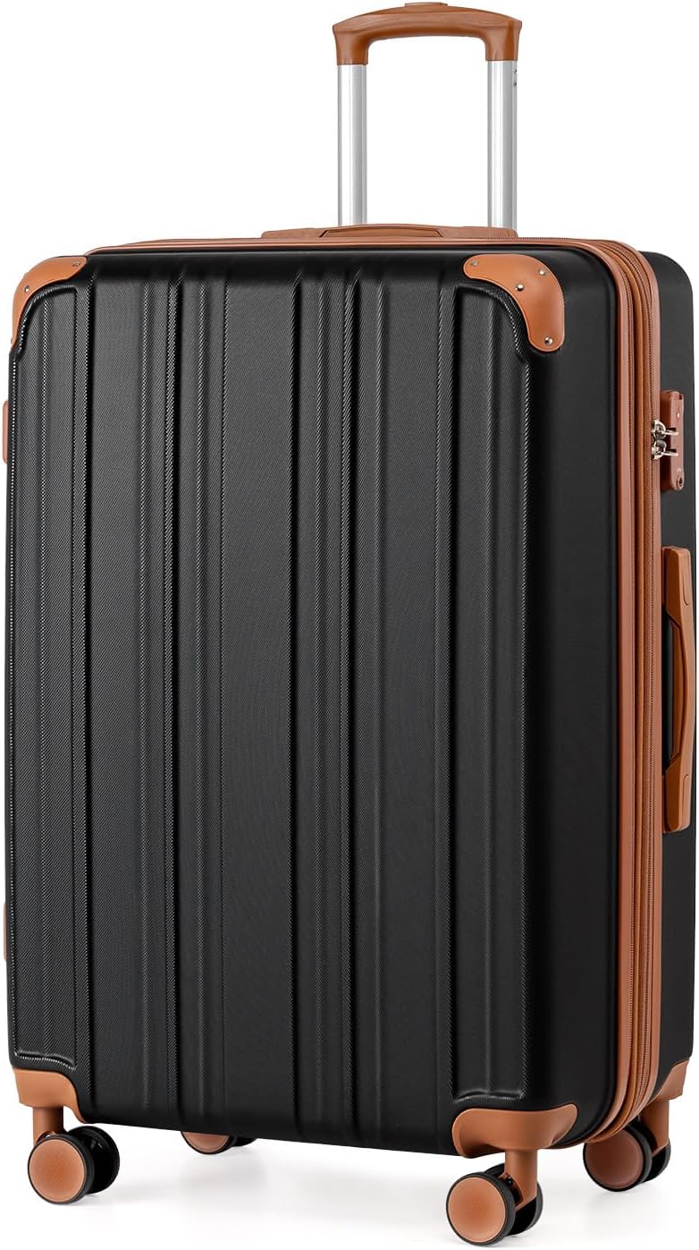 Carry On Luggage, Suitcase with Durable and Lightweight, carry on suitcase with ABS Hardshell, Dual Spinner Wheels, TSA Lock, and YKK Zipper(apricot black, S(20in)_carry on)