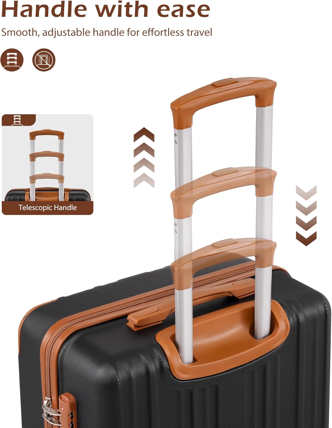 Carry On Luggage, Suitcase with Durable and Lightweight, carry on suitcase with ABS Hardshell, Dual Spinner Wheels, TSA Lock, and YKK Zipper(apricot black, S(20in)_carry on)