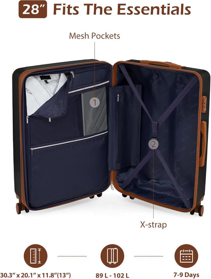 Carry On Luggage, Suitcase with Durable and Lightweight, carry on suitcase with ABS Hardshell, Dual Spinner Wheels, TSA Lock, and YKK Zipper(apricot black, S(20in)_carry on)