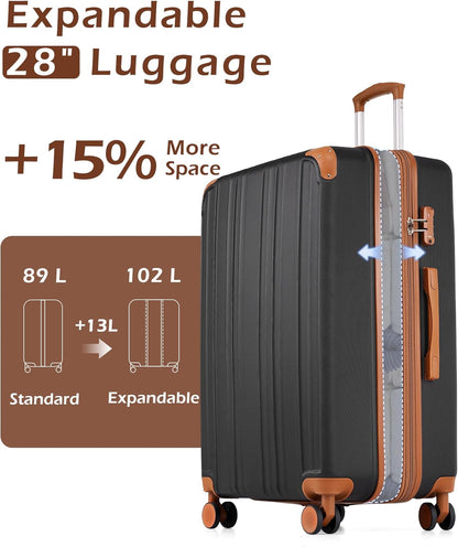 Carry On Luggage, Suitcase with Durable and Lightweight, carry on suitcase with ABS Hardshell, Dual Spinner Wheels, TSA Lock, and YKK Zipper(apricot black, S(20in)_carry on)