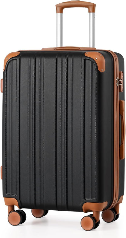 Carry On Luggage, Suitcase with Durable and Lightweight, carry on suitcase with ABS Hardshell, Dual Spinner Wheels, TSA Lock, and YKK Zipper(apricot black, S(20in)_carry on)