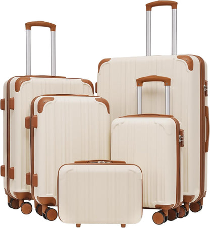 Carry On Luggage, Suitcase with Durable and Lightweight, carry on suitcase with ABS Hardshell, Dual Spinner Wheels, TSA Lock, and YKK Zipper(apricot black, S(20in)_carry on)