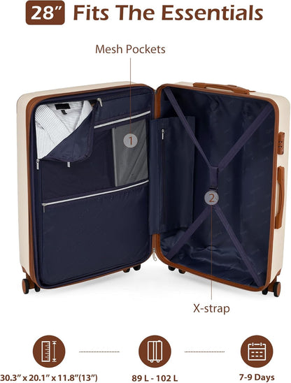 Carry On Luggage, Suitcase with Durable and Lightweight, carry on suitcase with ABS Hardshell, Dual Spinner Wheels, TSA Lock, and YKK Zipper(apricot black, S(20in)_carry on)