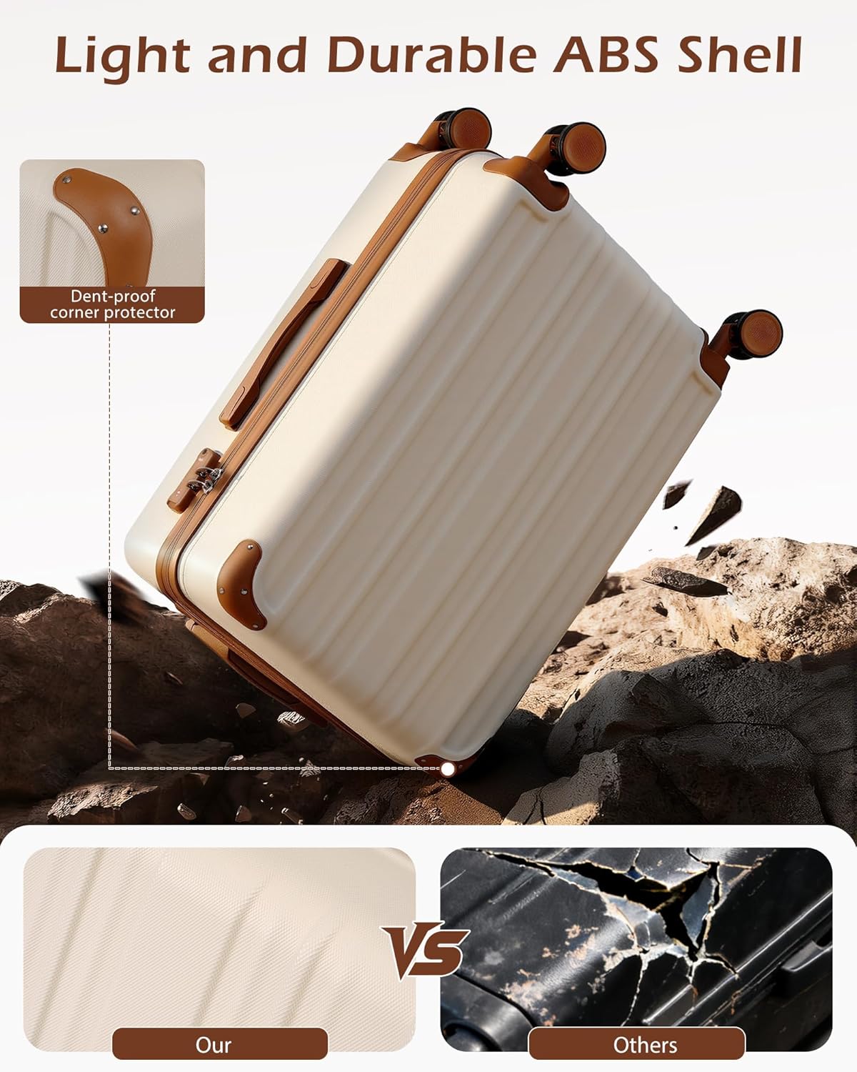 Carry On Luggage, Suitcase with Durable and Lightweight, carry on suitcase with ABS Hardshell, Dual Spinner Wheels, TSA Lock, and YKK Zipper(apricot black, S(20in)_carry on)
