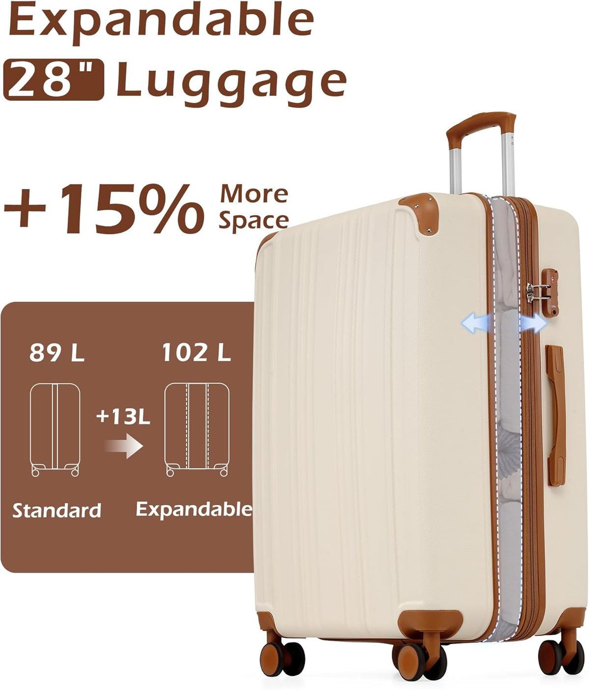 Carry On Luggage, Suitcase with Durable and Lightweight, carry on suitcase with ABS Hardshell, Dual Spinner Wheels, TSA Lock, and YKK Zipper(apricot black, S(20in)_carry on)
