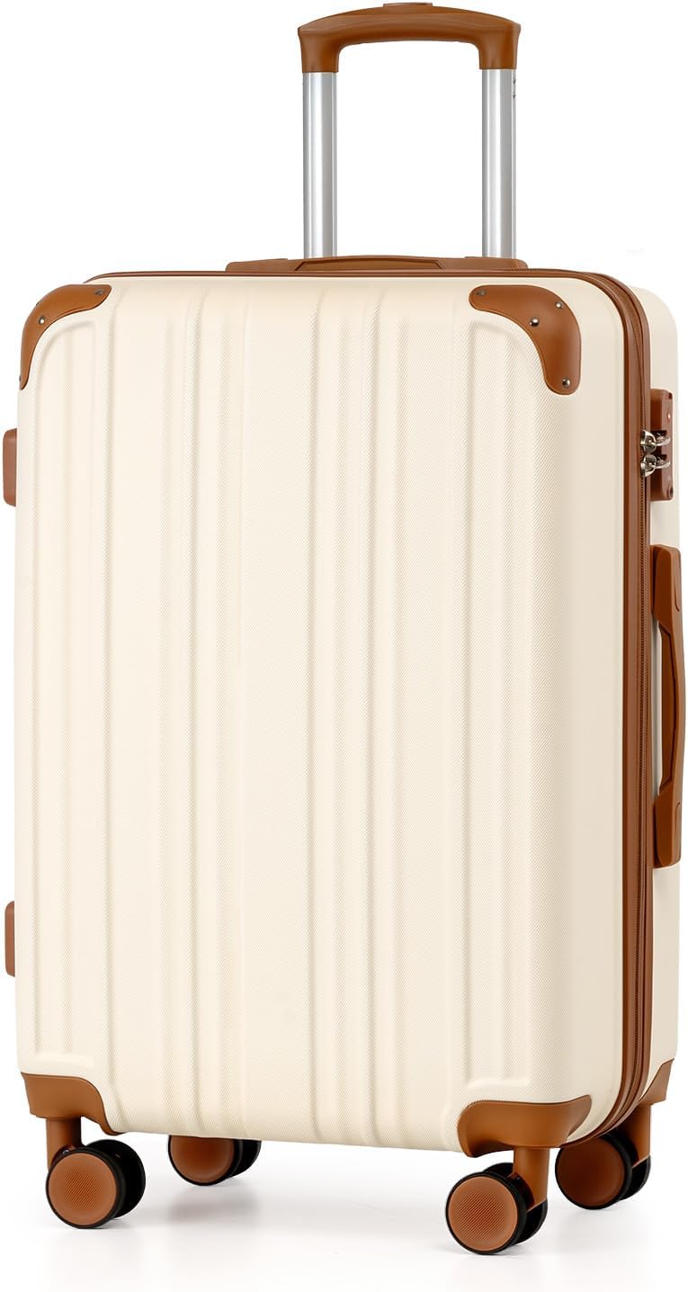 Carry On Luggage, Suitcase with Durable and Lightweight, carry on suitcase with ABS Hardshell, Dual Spinner Wheels, TSA Lock, and YKK Zipper(apricot black, S(20in)_carry on)