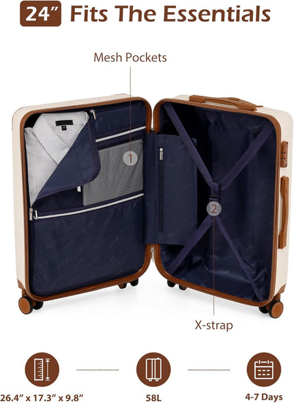 Carry On Luggage, Suitcase with Durable and Lightweight, carry on suitcase with ABS Hardshell, Dual Spinner Wheels, TSA Lock, and YKK Zipper(apricot black, S(20in)_carry on)
