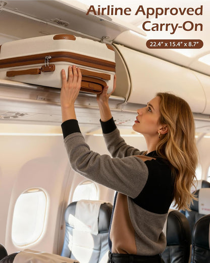Carry On Luggage, Suitcase with Durable and Lightweight, carry on suitcase with ABS Hardshell, Dual Spinner Wheels, TSA Lock, and YKK Zipper(apricot black, S(20in)_carry on)